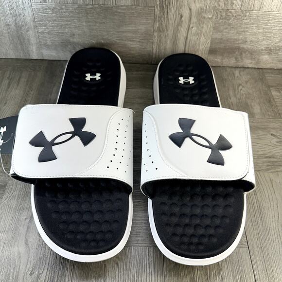Under Armour Ignite Pro SL Mens Slides White Black 3026023-100 Size 17 main image 8
